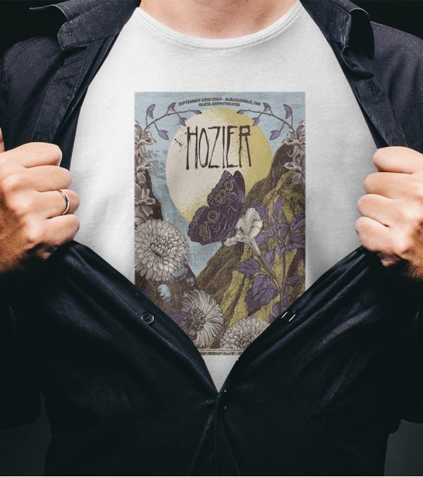 Hozier September 22 2024 Isleta Amphitheater Albuquerque Butterfly And Floral T-Shirt