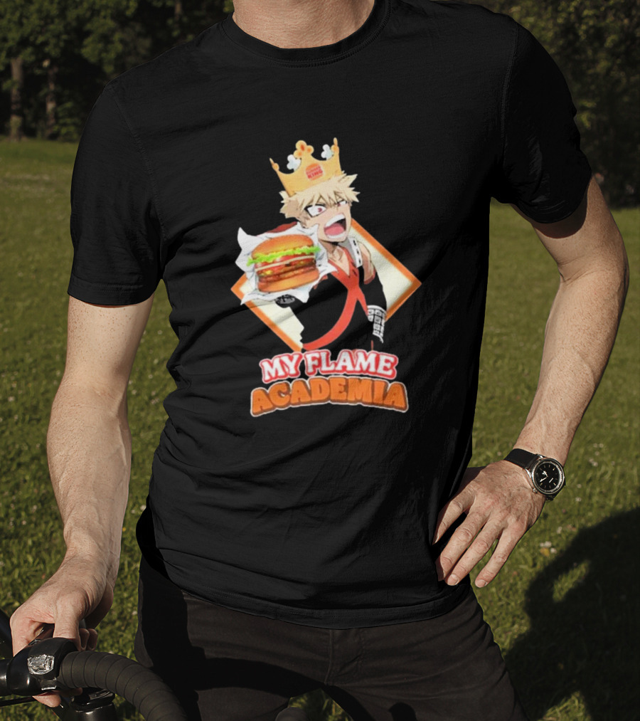 Bakugou Burger King My Flame Academia Jumbo Burger Crown Fusion T-Shirt