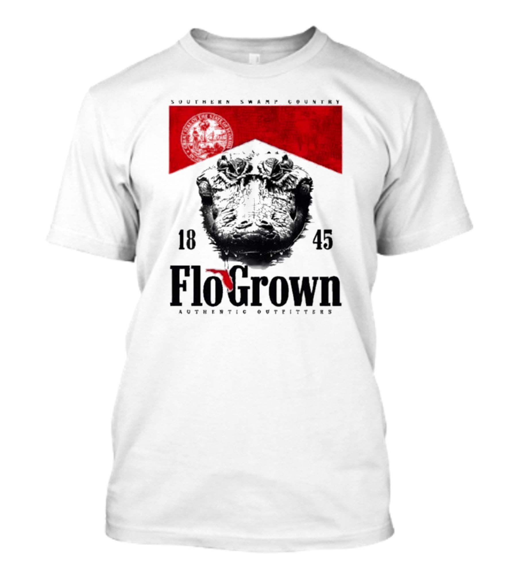 FloGrown Southern Swamp Country 1845 Authentic Outfitters With Florida Map T-Shirt