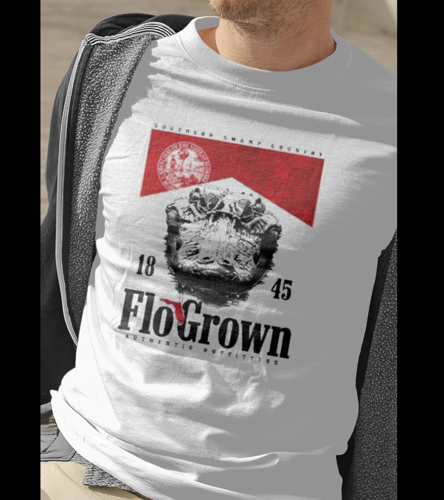 FloGrown Southern Swamp Country 1845 Authentic Outfitters With Florida Map T-Shirt