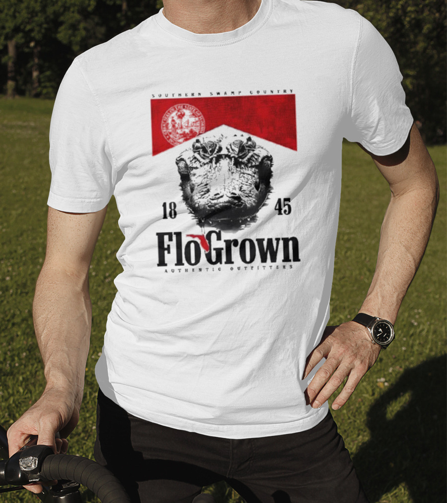 FloGrown Southern Swamp Country 1845 Authentic Outfitters With Florida Map T-Shirt