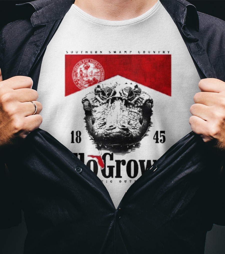 FloGrown Southern Swamp Country 1845 Authentic Outfitters With Florida Map T-Shirt