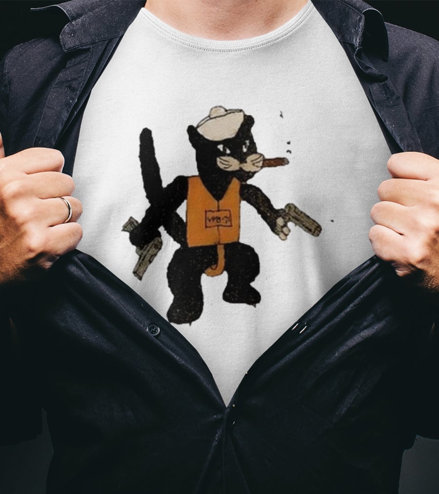 Dylan Cease's Cat Patrol Squadron VPB-71 Vintage Cartoon Panther With Guns And Cigar T-Shirt