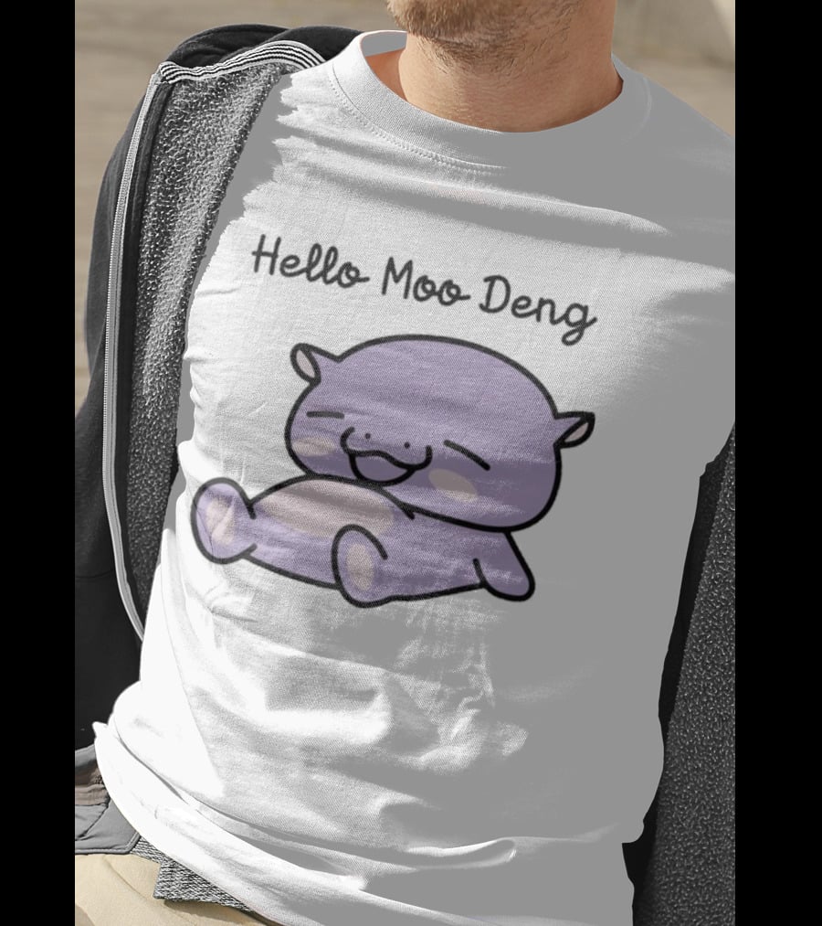 Hello Moo Deng Kawaii Happy Pig Character T-Shirt