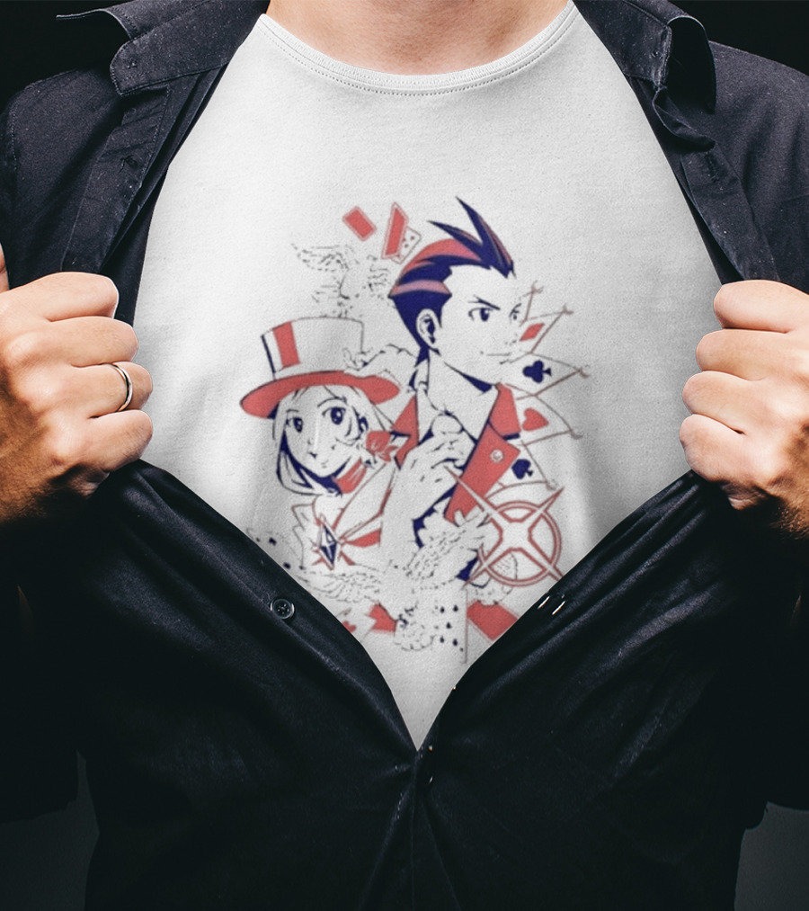 Ace Attorney Anything Agency Playing Card Symbol Characters T-Shirt