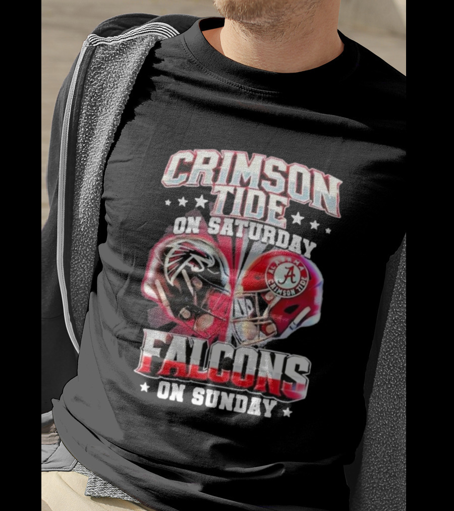 Crimson Tide On Saturday Falcons On Sunday Football Helmets T-Shirt