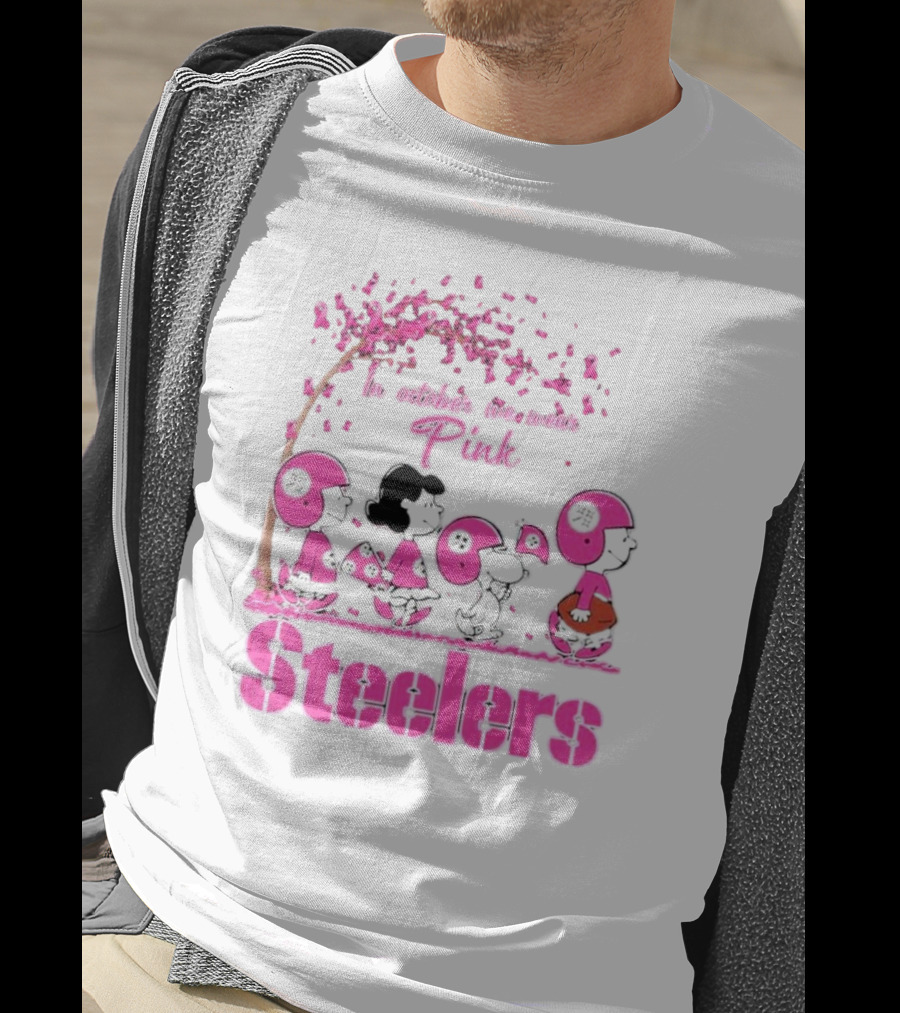 In October We Wear Pink Snoopy Steelers Breast Cancer Awareness T-Shirt