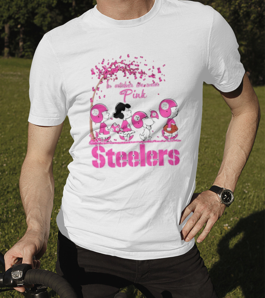 In October We Wear Pink Snoopy Steelers Breast Cancer Awareness T-Shirt