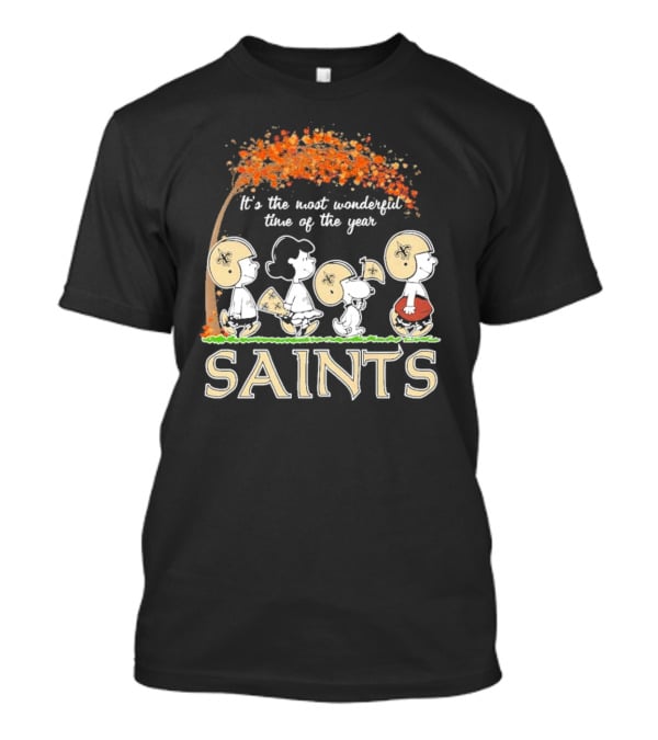 It’s The Most Wonderful Time Of The Year Peanuts Characters New Orleans Saints Football Autumn Leaves T-Shirt