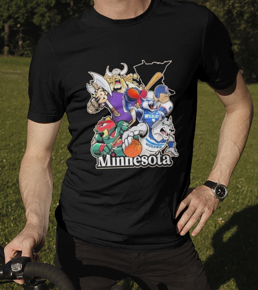 Minnesota Vikings Wildcat Wolves Sports Teams Mascots Vintage T-Shirt