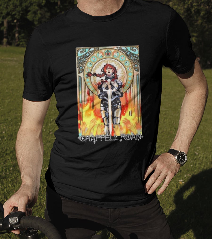Chappell Roan Knight Armor Flame Background T-Shirt