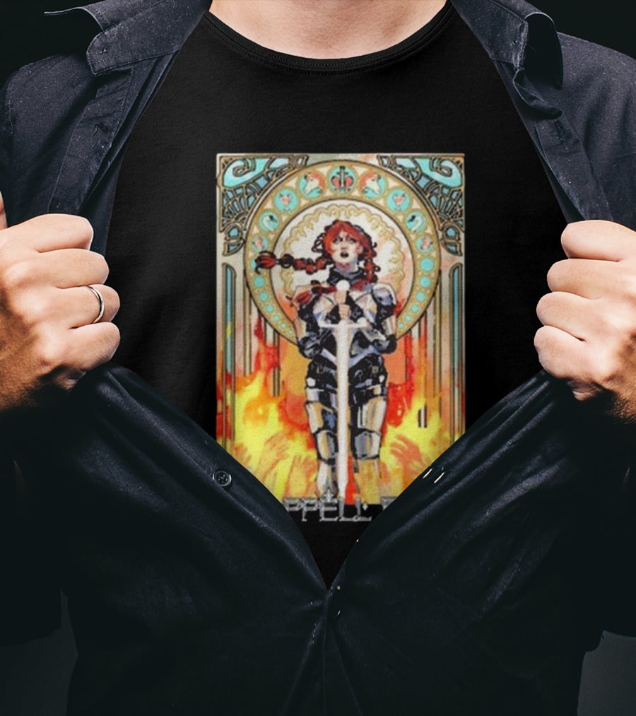 Chappell Roan Knight Armor Flame Background T-Shirt