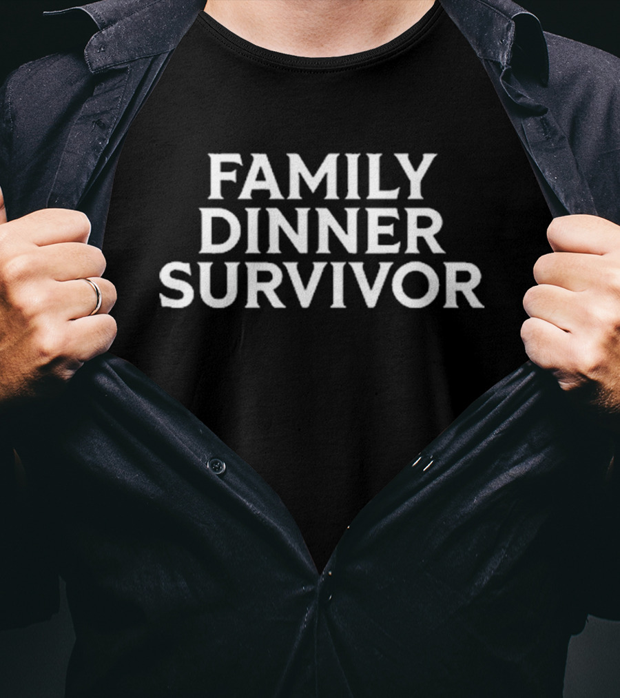 FAMILY DINNER SURVIVOR Vintage Typography T-Shirt