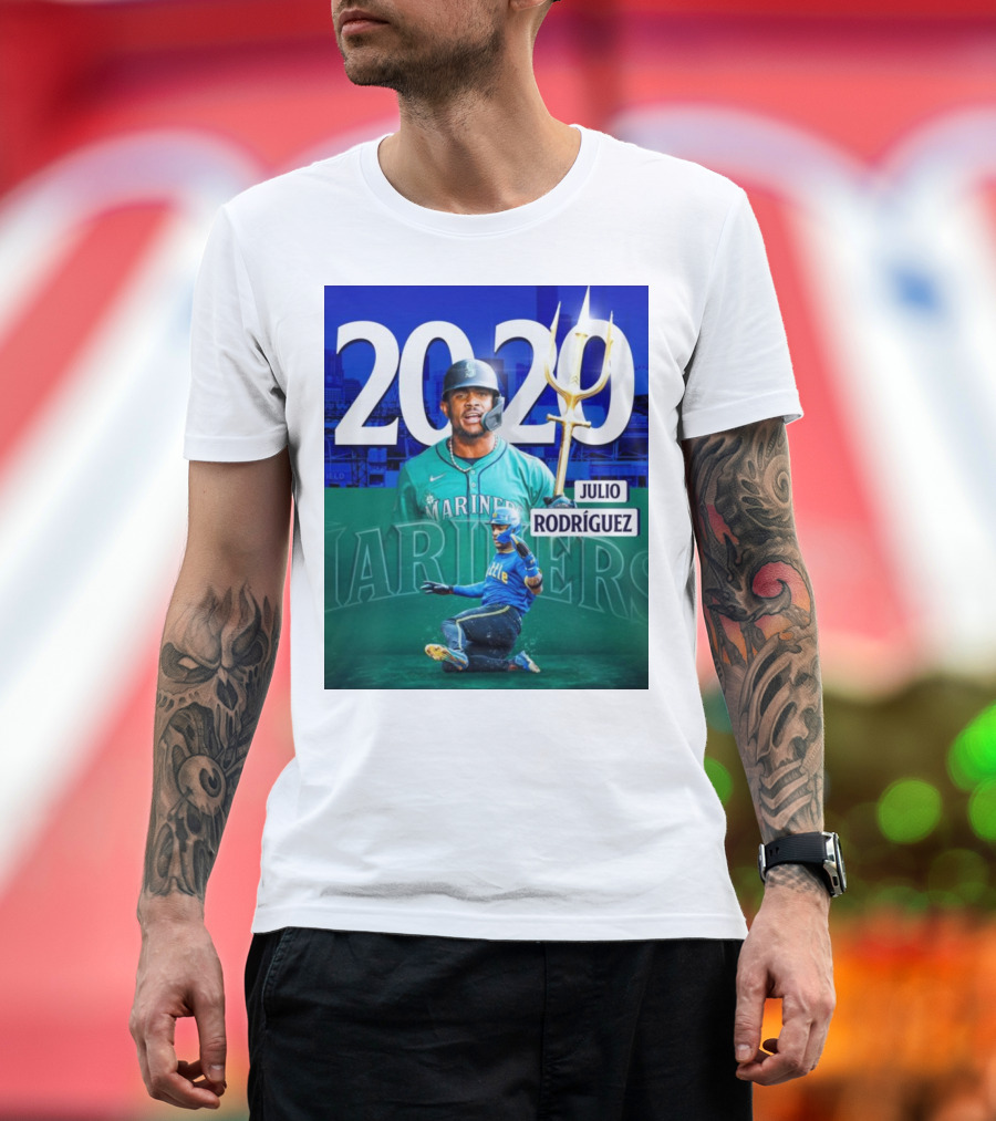 Julio Rodríguez Mariners 20 HR 20 SB Seattle Achievement T-Shirt