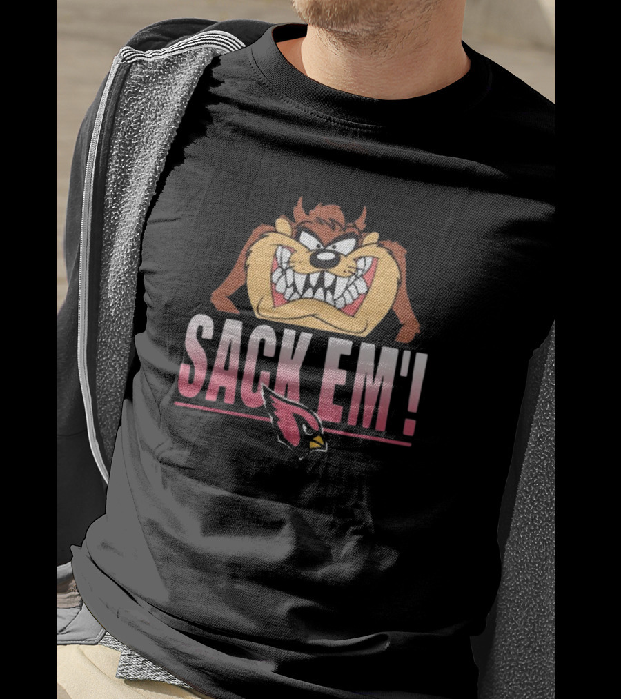 Looney Tunes Taz Sack Em Arizona Cardinals NFL T-Shirt