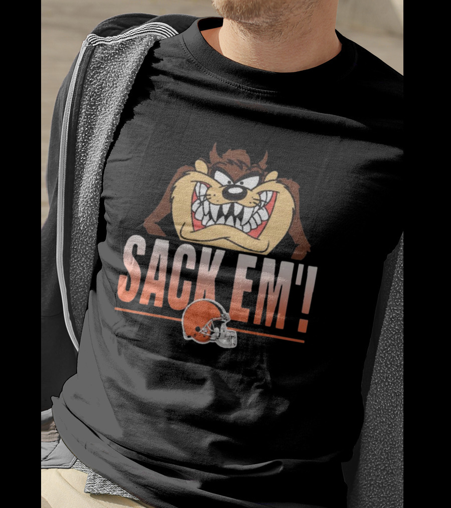 Looney Tunes Taz Sack Em’ Cleveland Browns NFL T-Shirt