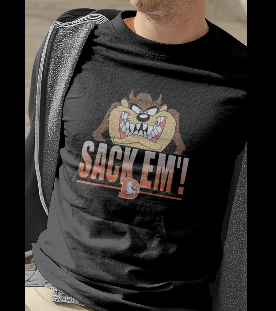 Sack Em' Taz Looney Tunes X Denver Broncos NFL T-Shirt