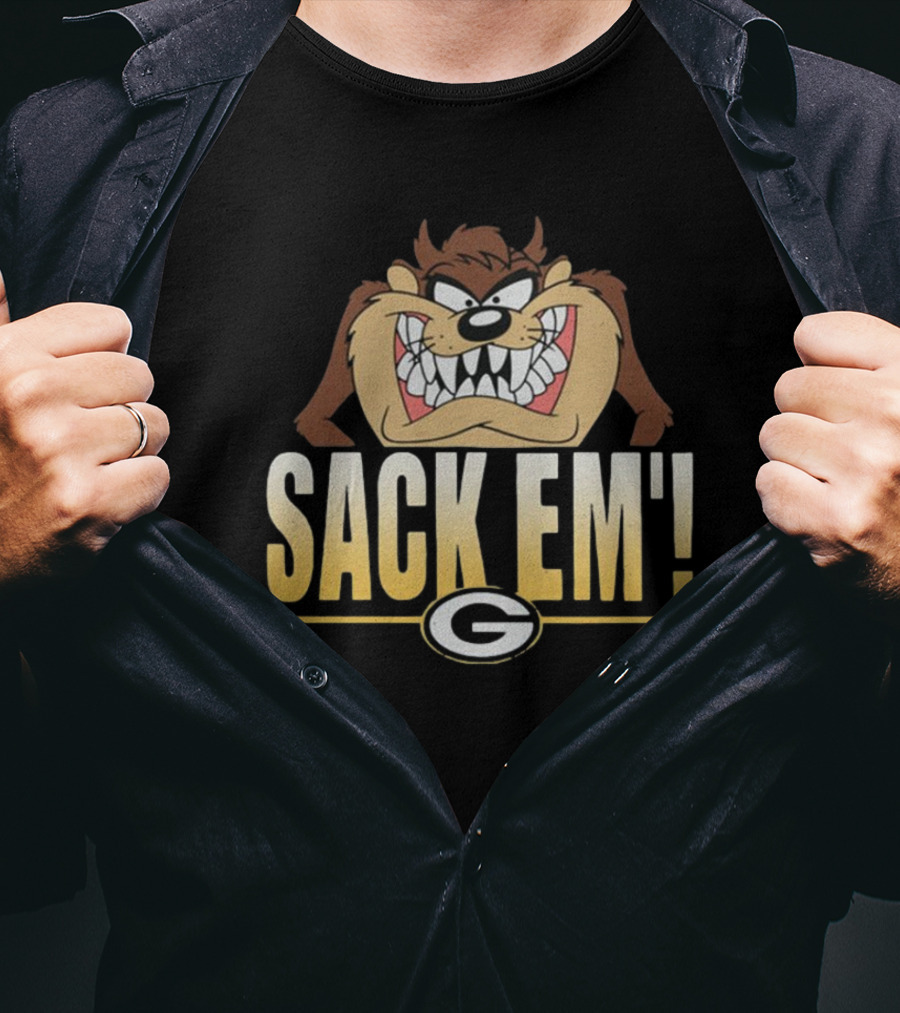 Looney Tunes Taz Sack Em Green Bay Packers NFL T-Shirt