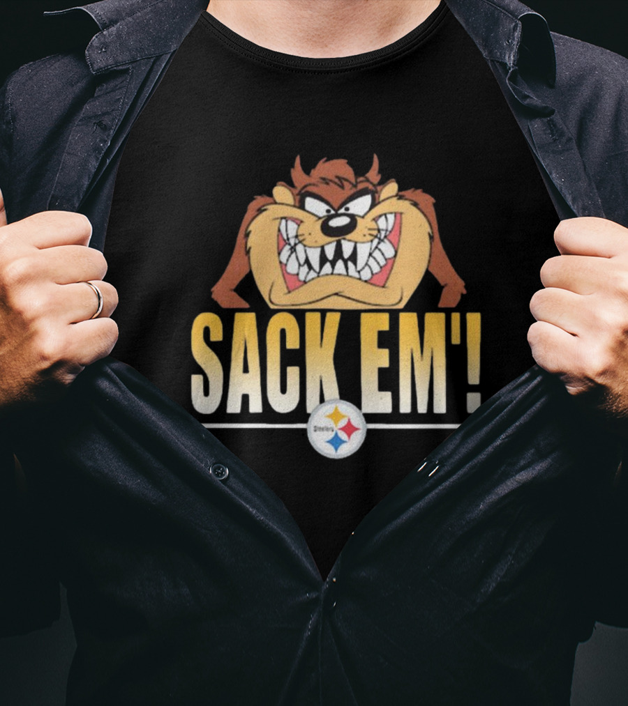 Looney Tunes Taz Sack Em’ Pittsburgh Steelers NFL T-Shirt