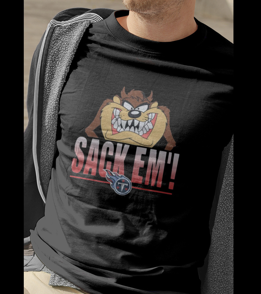 Looney Tunes Taz Sack Em Tennessee Titans NFL T-Shirt