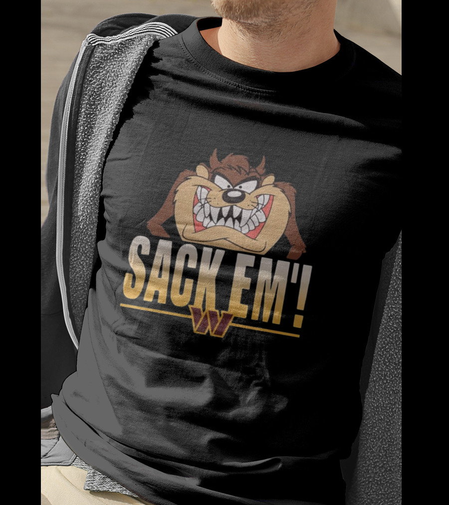 Looney Tunes Taz Sack Em’ Washington Commanders NFL T-Shirt