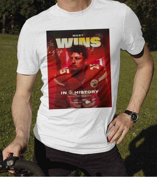 Most Wins In NFL History Through First 100 Starts Patrick Mahomes Kansas City Chiefs T-Shirt
