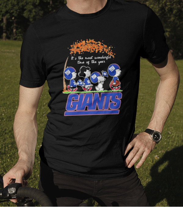 Peanuts Characters New York Giants Most Wonderful Time Of The Year Giants T-Shirt