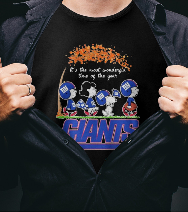 Peanuts Characters New York Giants Most Wonderful Time Of The Year Giants T-Shirt