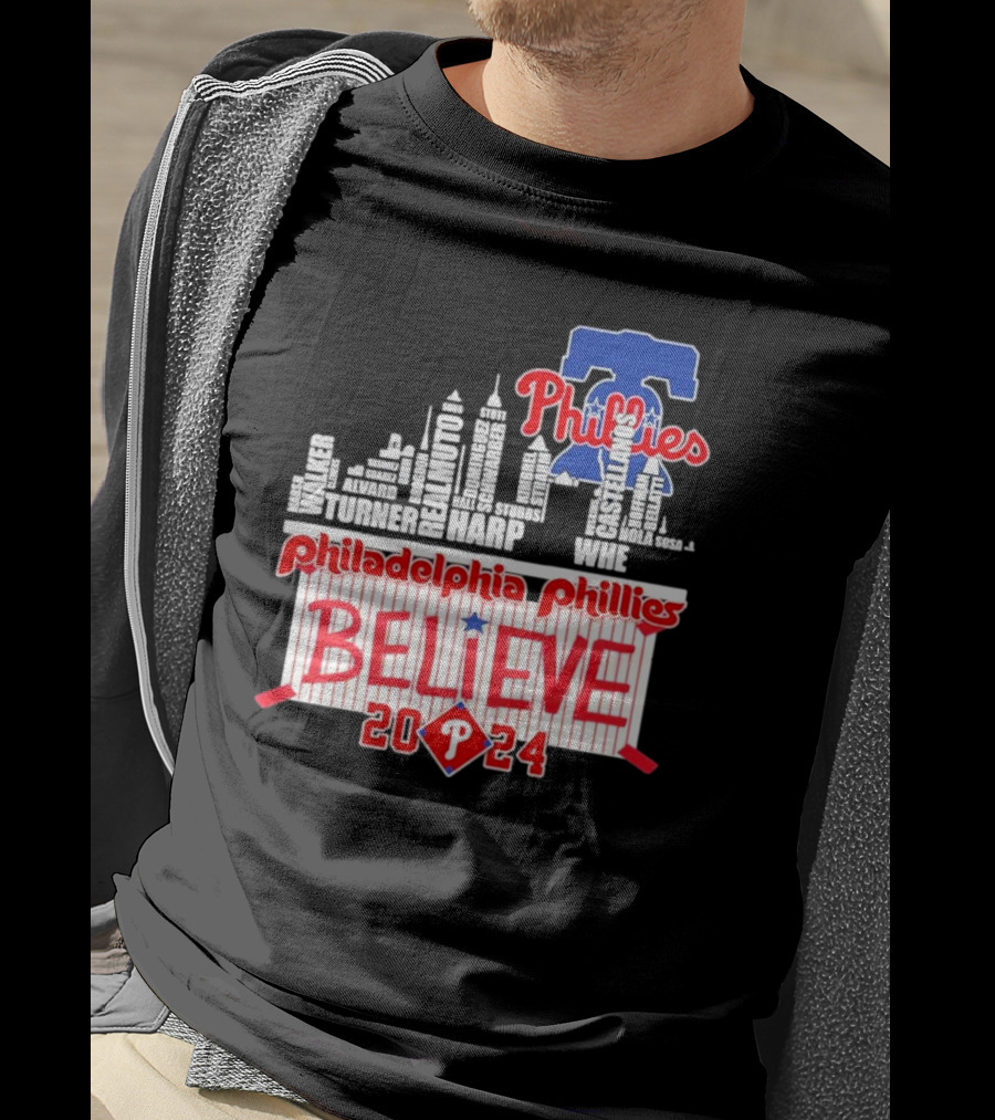 Philadelphia Phillies Believe Skyline Players Names October T-Shirt