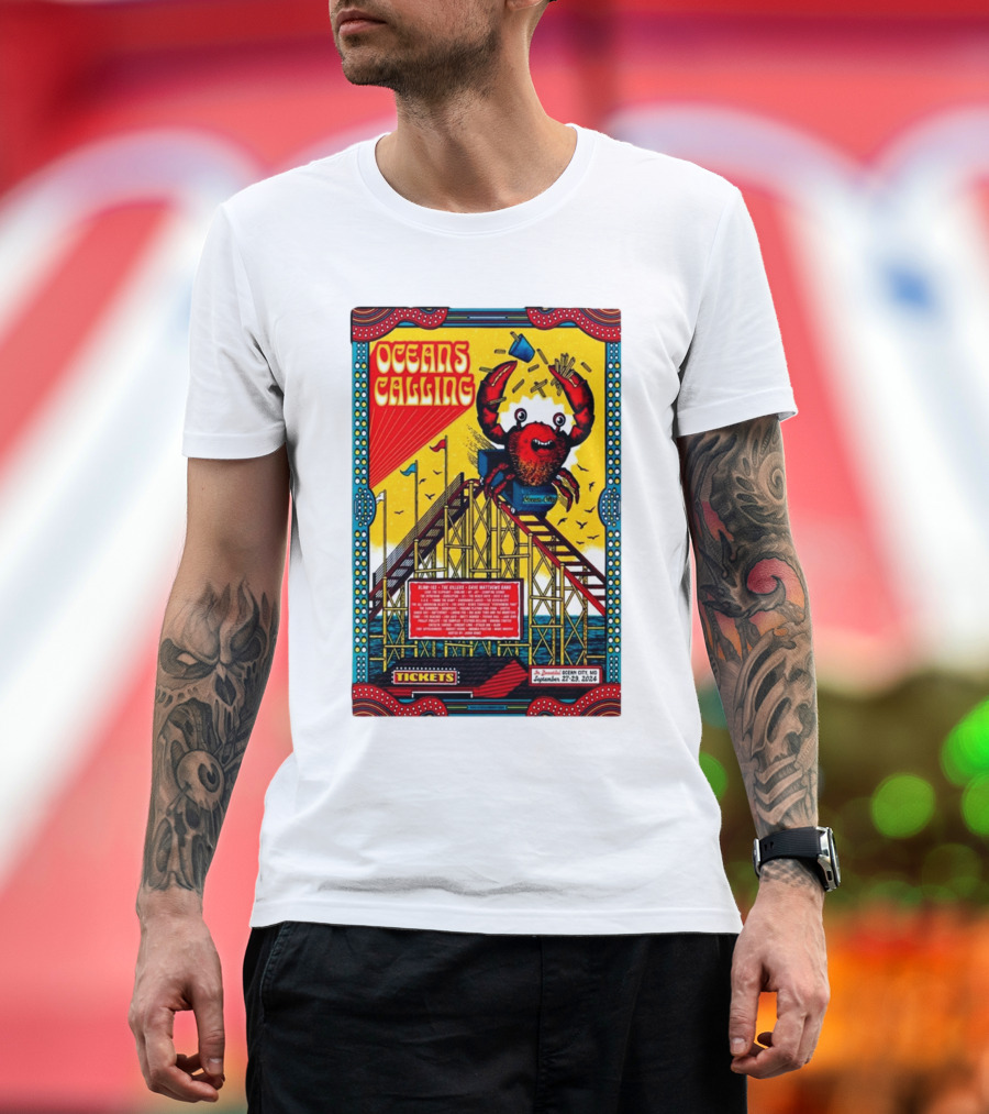 Oceans Calling Festival 2024 Roller Coaster Crab Ocean City MD September 27-29 Tickets T-Shirt