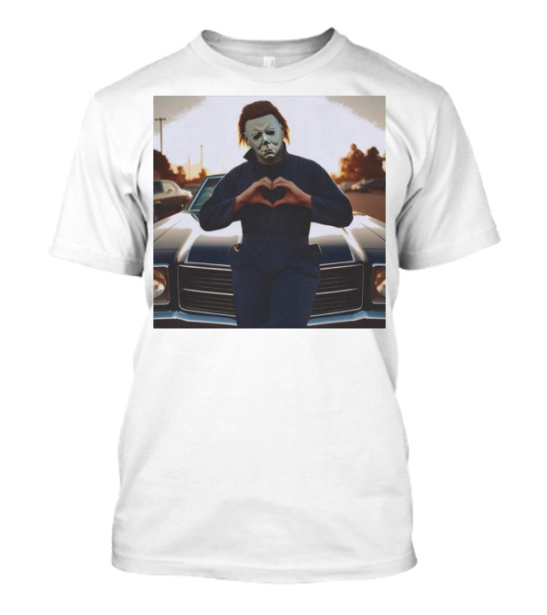 Michael Myers Heart Gesture Over Classic Car T-Shirt