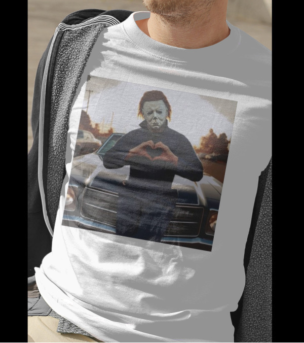 Michael Myers Heart Gesture Over Classic Car T-Shirt