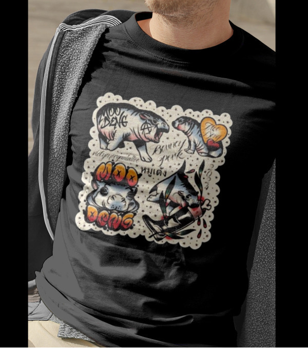 Vicky Morgan Tattoo Art Moo Deng Bouncy Pork T-Shirt