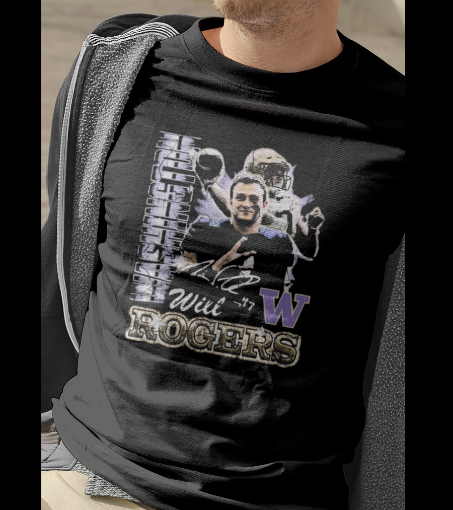 Will Rogers Washington Huskies W 90s Retro Football T-Shirt