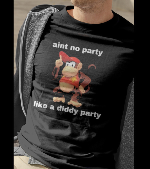 Aint No Party Like A Diddy Party Funny Meme Monkey With Red Hat And Star T-Shirt