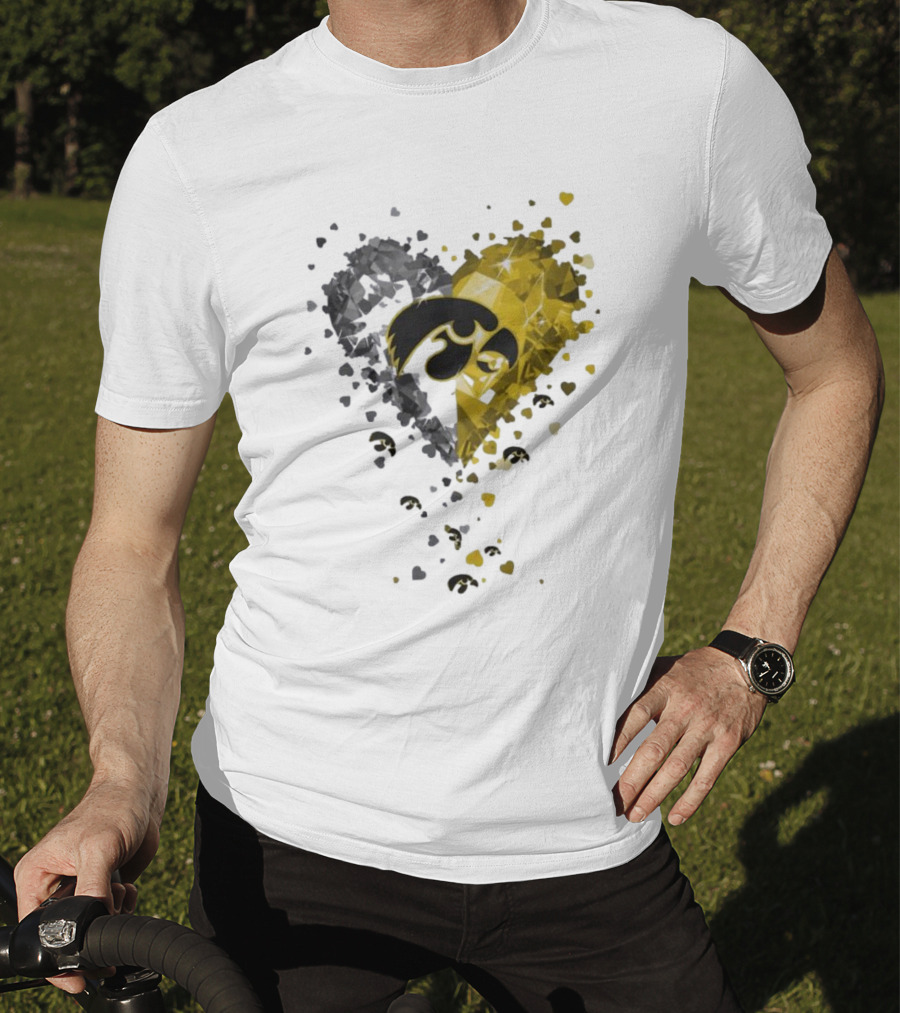 Heart Diamonds Crystal Hawkeyes Iowa Heart T-Shirt