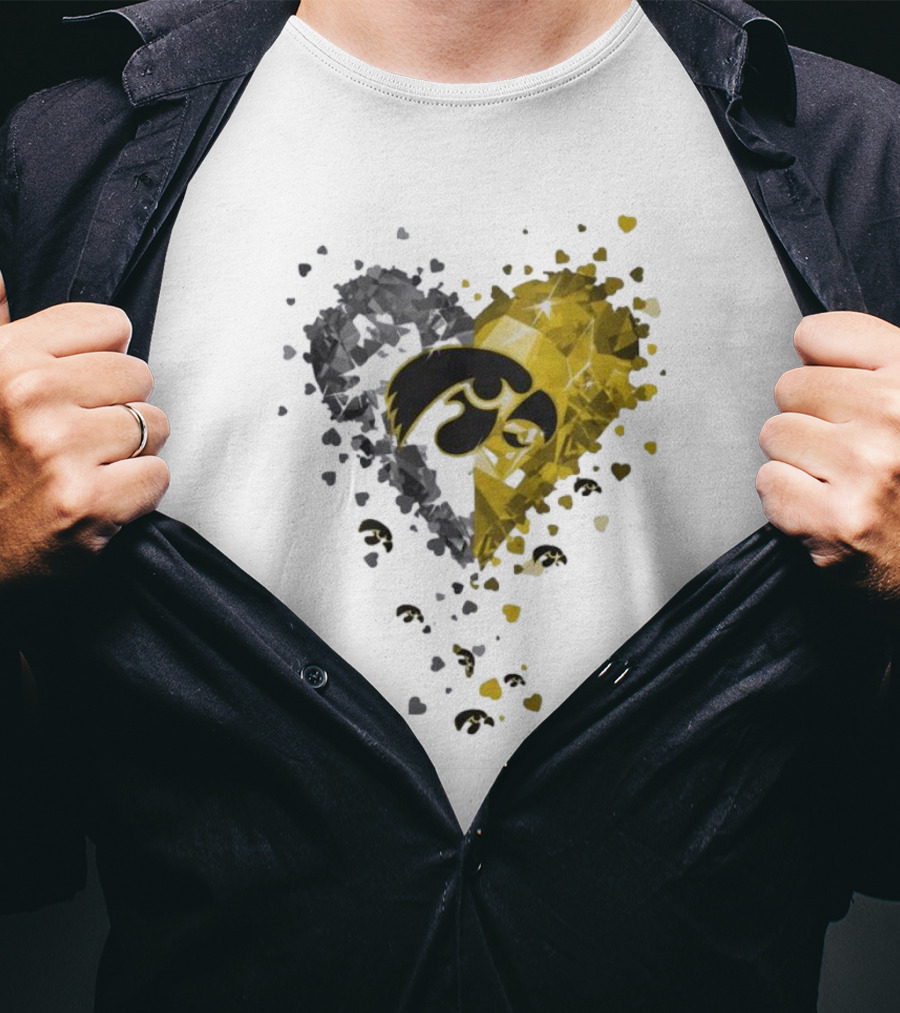 Heart Diamonds Crystal Hawkeyes Iowa Heart T-Shirt