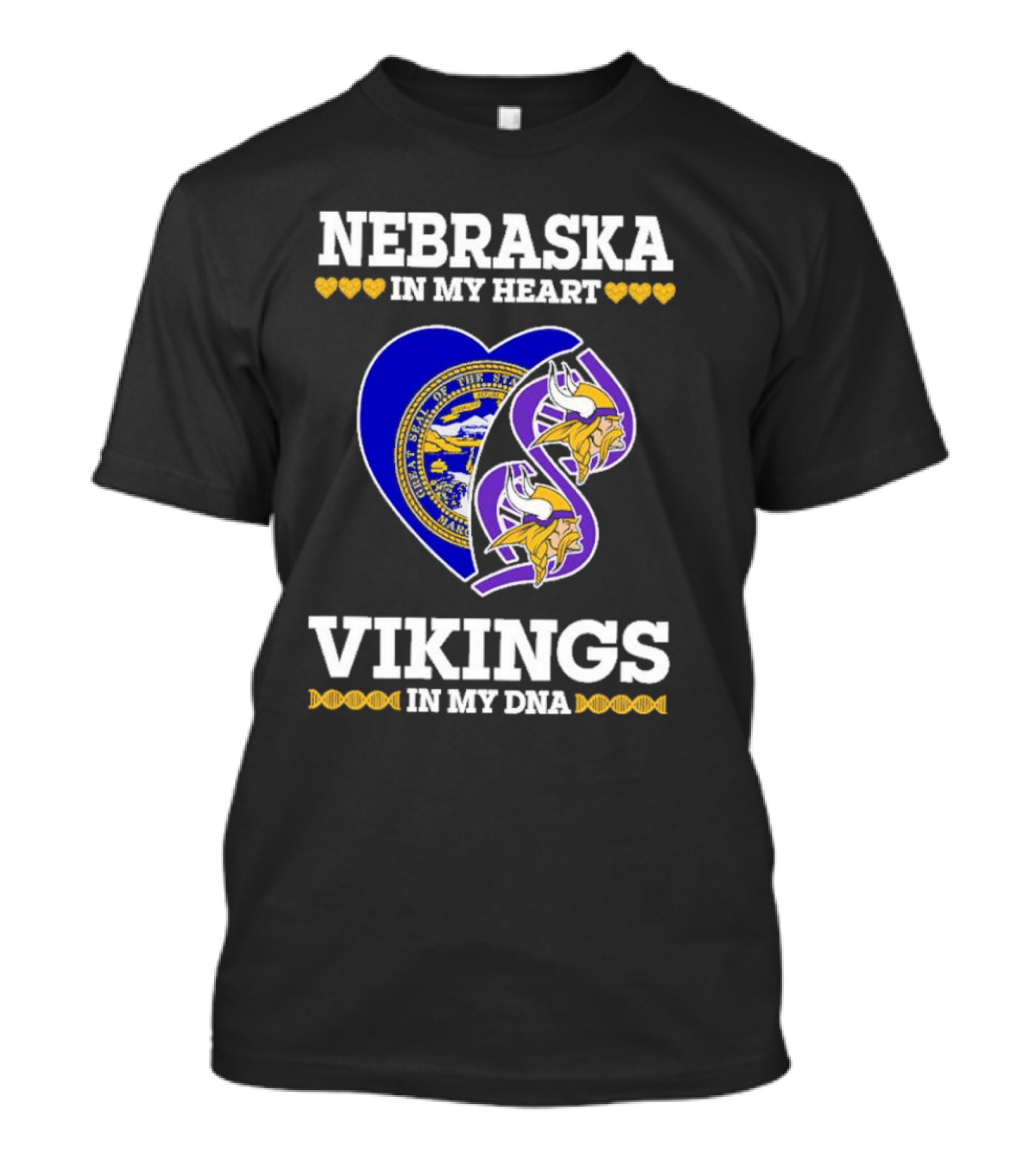 Nebraska In My Heart Vikings In My DNA State Seal Vikings T-Shirt