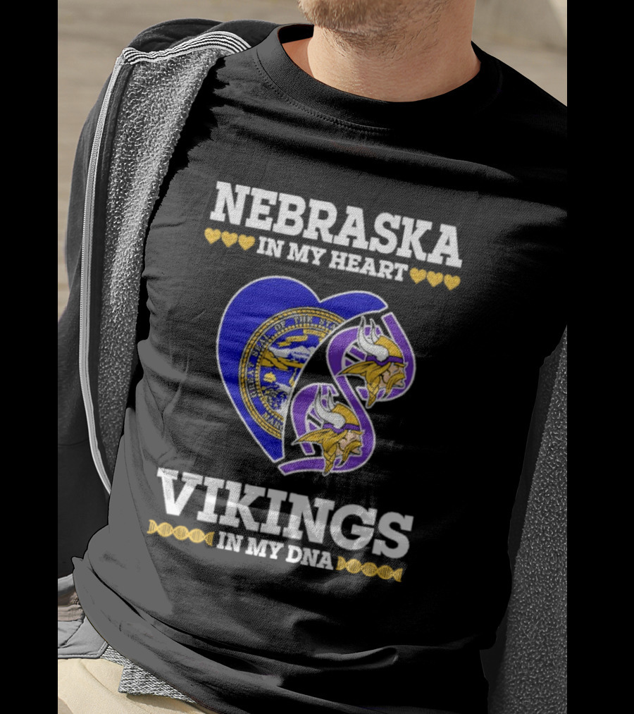 Nebraska In My Heart Vikings In My DNA State Seal Vikings T-Shirt