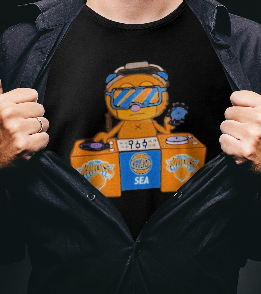 NY Knicks SEA X Parappa The Rapper DJ Setup T-Shirt