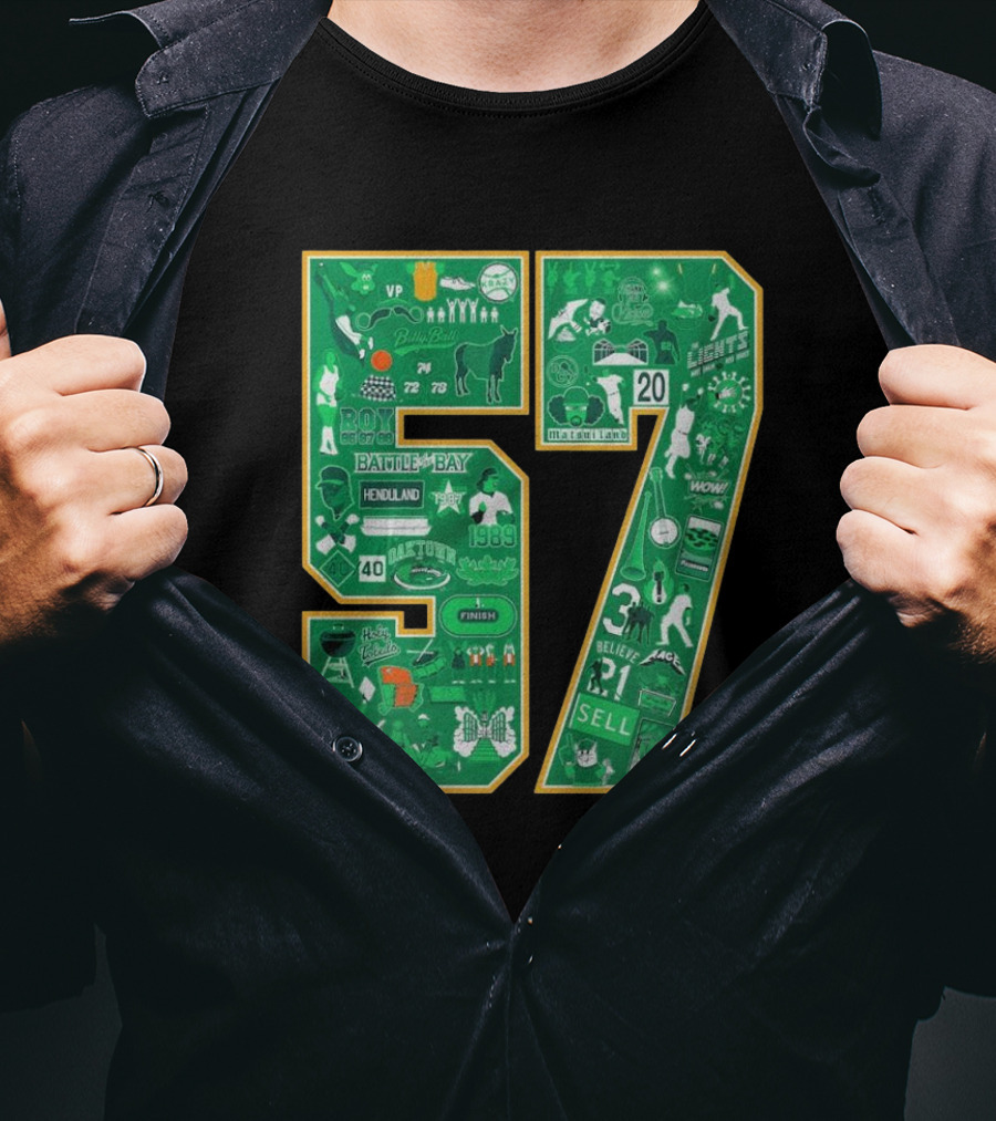 Oakland Athletics History Battle Of The Bay 57 Years Legends Sell 1989 MVP Rickey Henderson T-Shirt