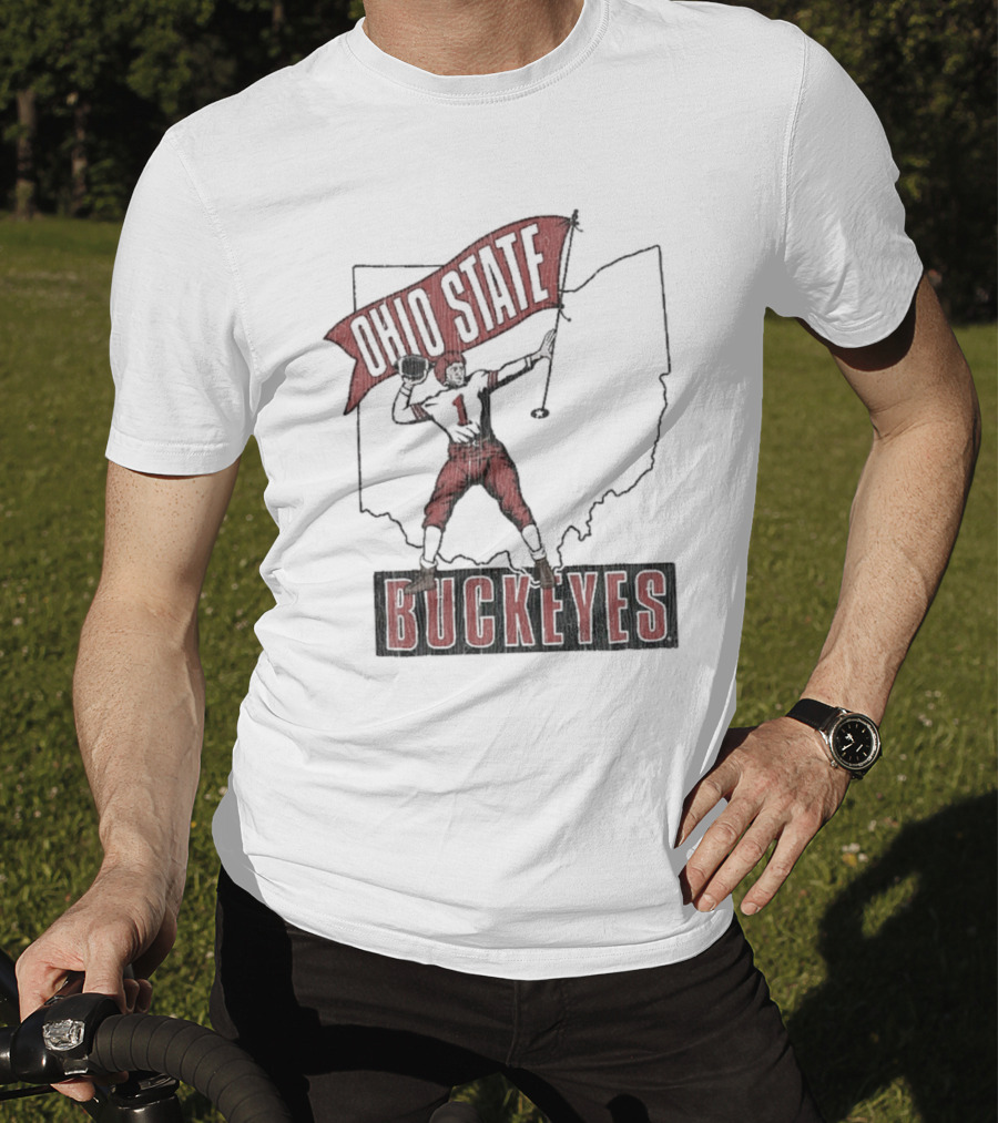 Ohio State Buckeyes Player #1 Vintage Football Home Territory T-Shirt
