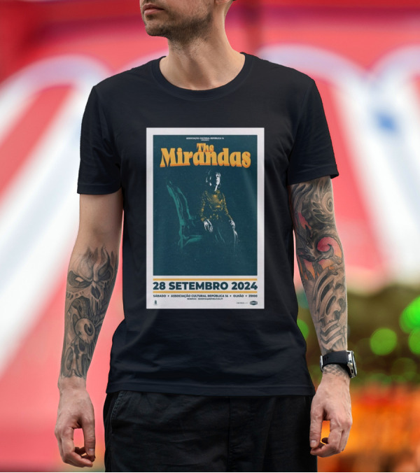 Premium T-Shirt: Associação Cultural República 14 Olhão The Mirandas 28 Setembro 2024 Sábado 21h00 T-Shirt Associação Cultural República 14 Olhão The Mirandas 28 Setembro 2024 Sábado 21h00 T-Shirt