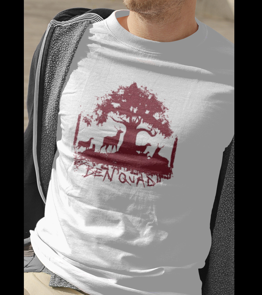 Ben Quad Deer Under Red Tree Natural Pure Noise T-Shirt