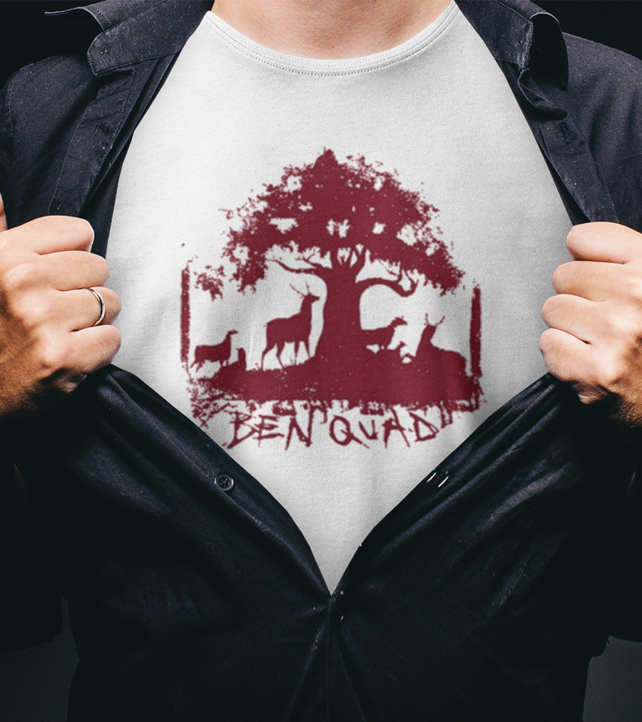 Ben Quad Deer Under Red Tree Natural Pure Noise T-Shirt