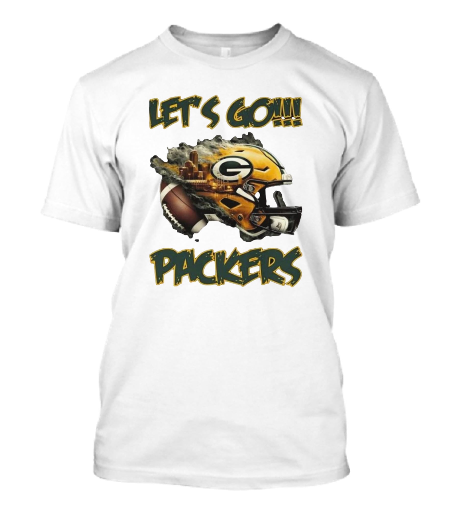 Let’s Go Packers Helmet Green Bay Football Match T-Shirt