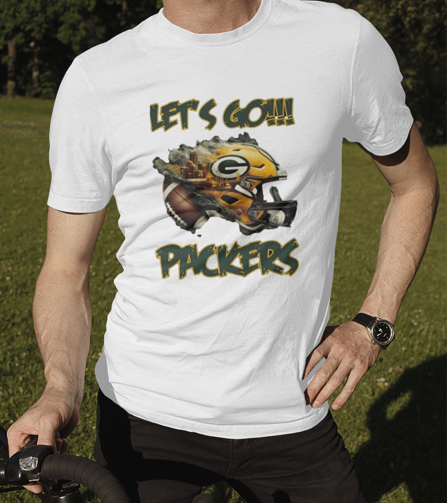 Let’s Go Packers Helmet Green Bay Football Match T-Shirt