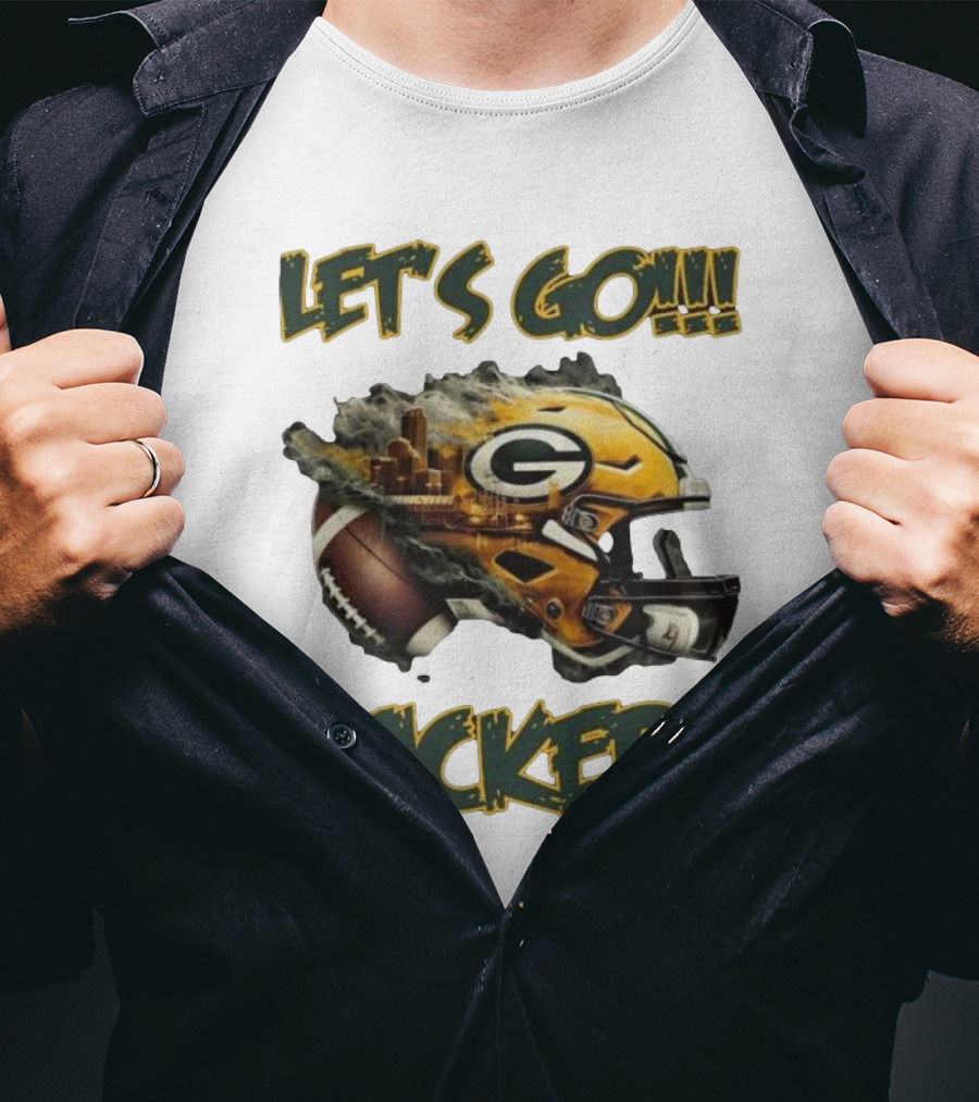 Let’s Go Packers Helmet Green Bay Football Match T-Shirt