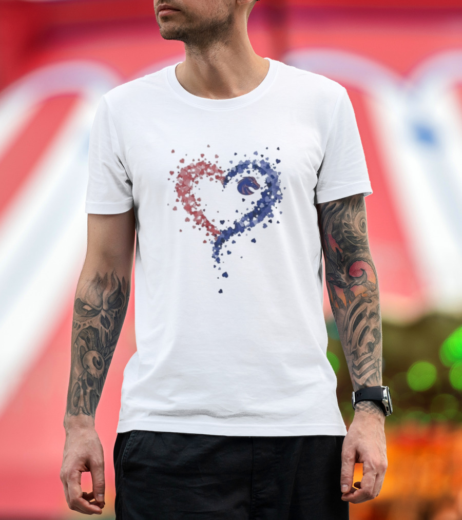 Passion Heart Boise State Broncos 2024 Blue Red Heart T-Shirt