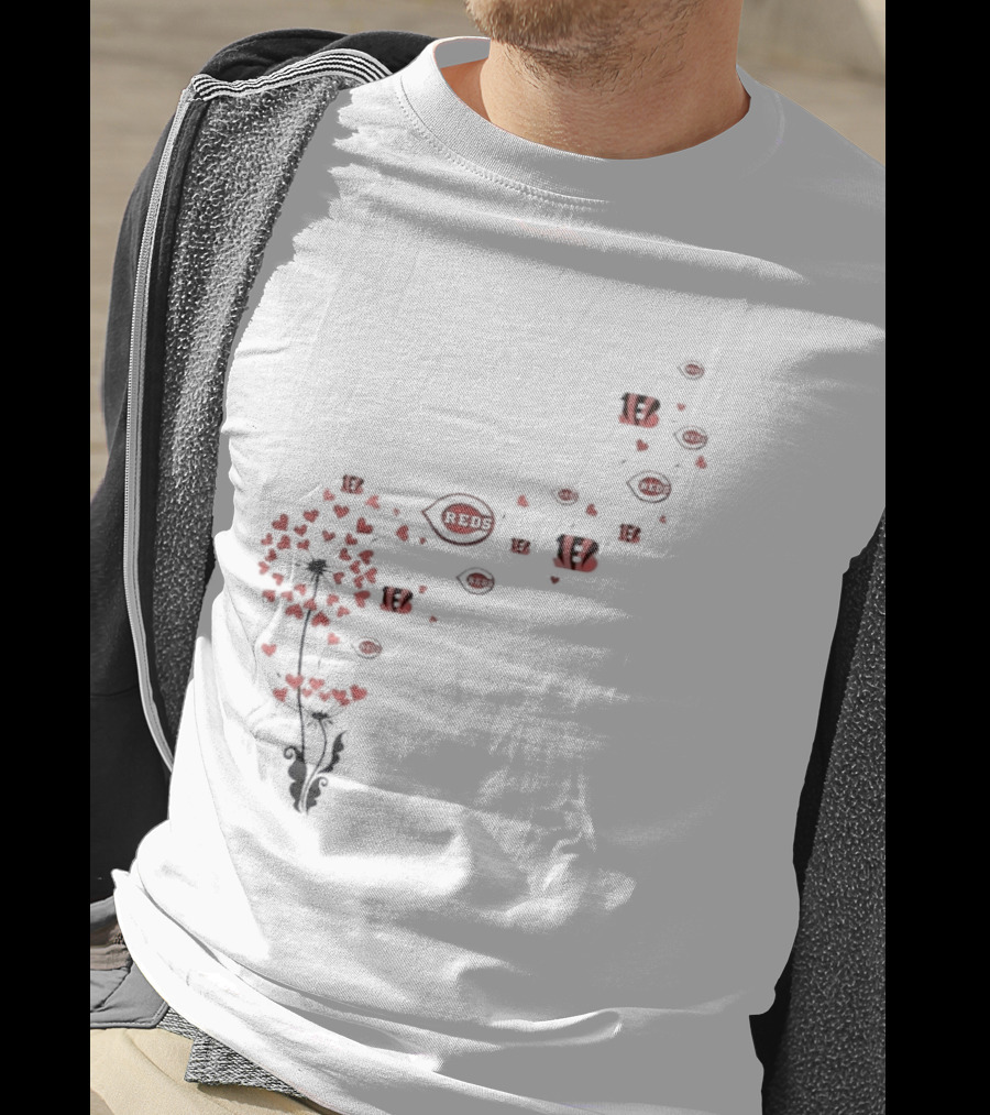Cincinnati Reds Bengals Floral Dandelion Sports T-Shirt